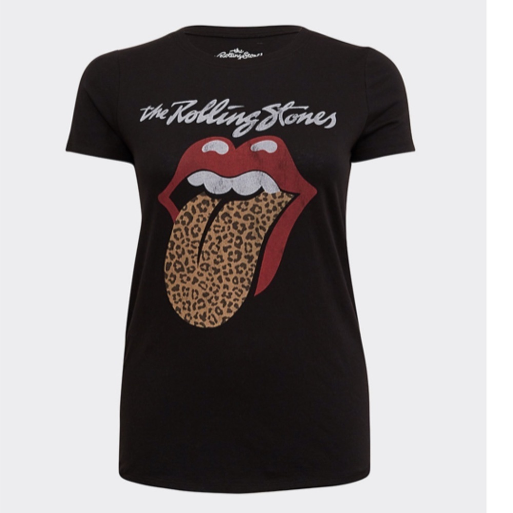 THE ROLLING STONES BLACK & LEOPARD CREW TEE 0682